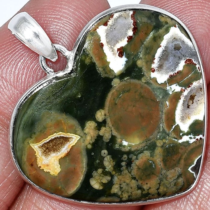 Heart - Rhyolite - Rainforest Jasper Pendant SDP151962 P-1043, 29x33 mm