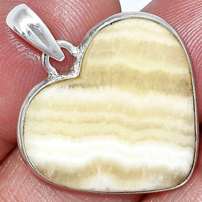 Heart - Yellow Aragonite Pendant SDP151965 P-1043, 24x25 mm