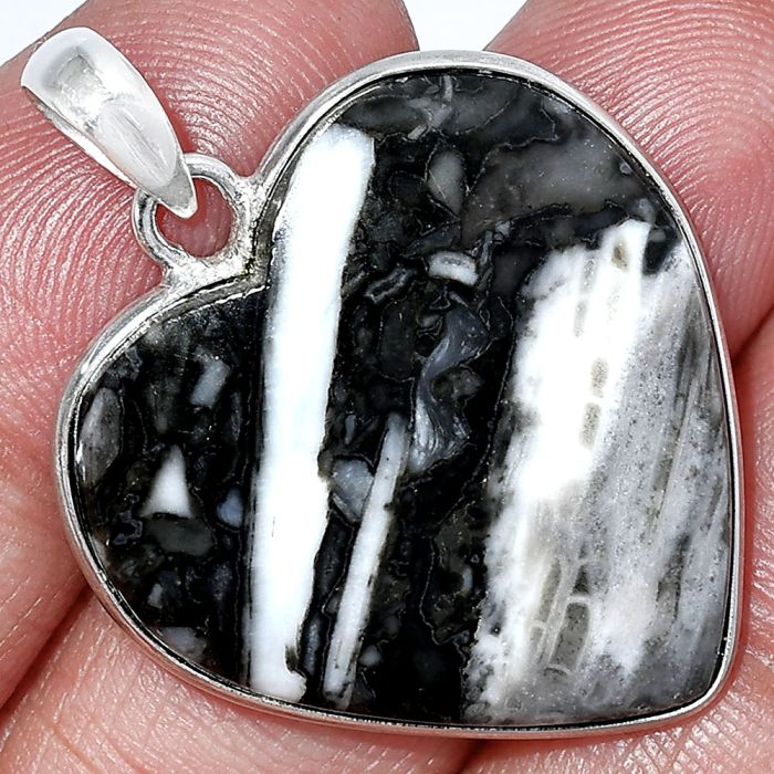 Heart - Mexican Cabbing Fossil Pendant SDP151970 P-1043, 27x28 mm