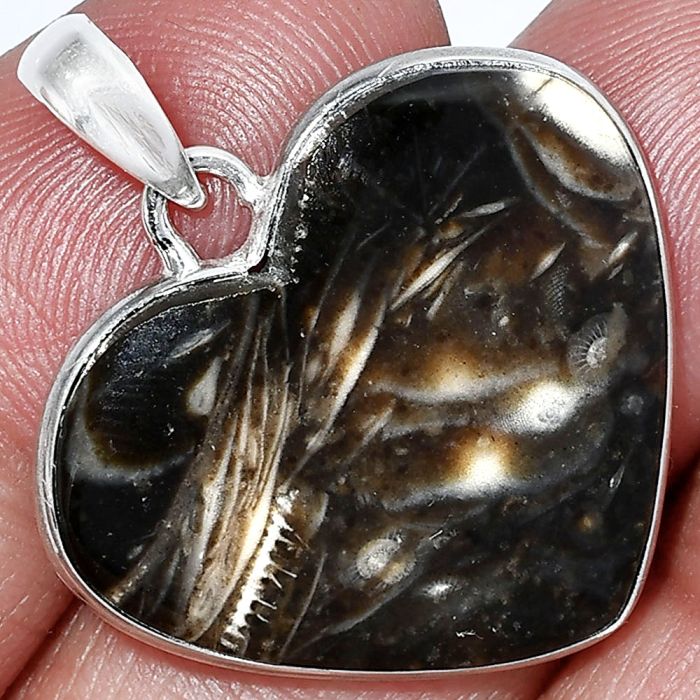 Heart - Bat Cave Jasper Pendant SDP151986 P-1043, 24x27 mm