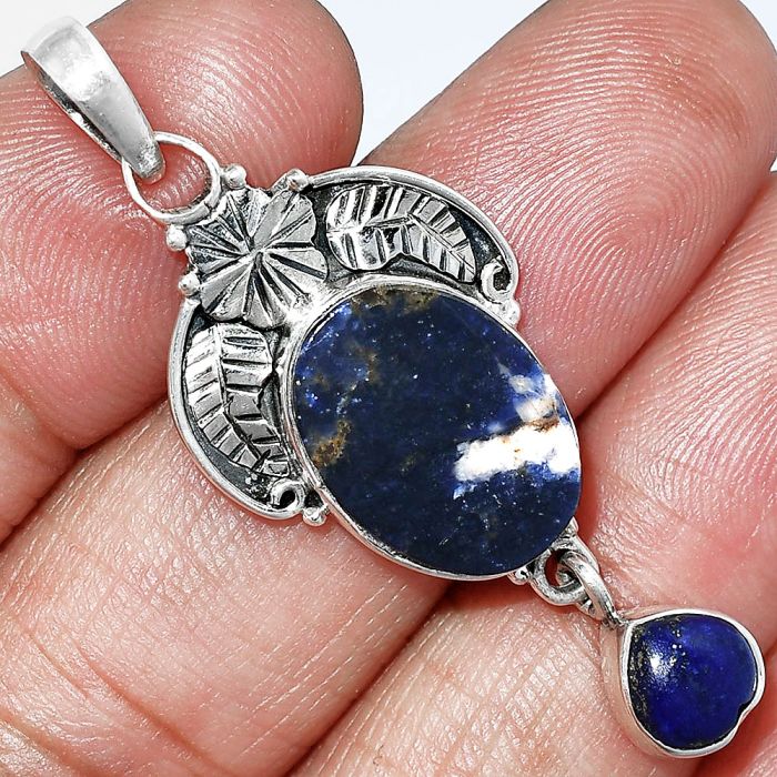 Sodalite and Lapis Lazuli Pendant SDP152011 P-1413, 12x16 mm