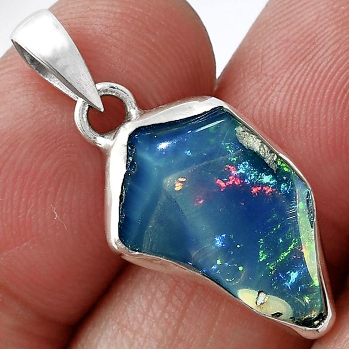 Ethiopian Opal Rough Pendant SDP152150 P-1001, 12x19 mm