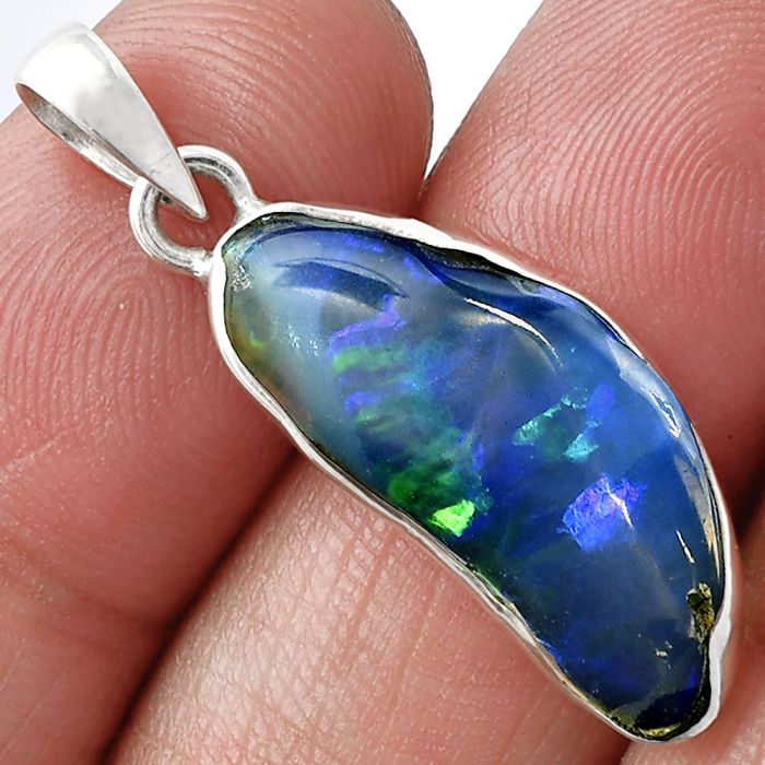 Ethiopian Opal Rough Pendant SDP152155 P-1001, 10x23 mm