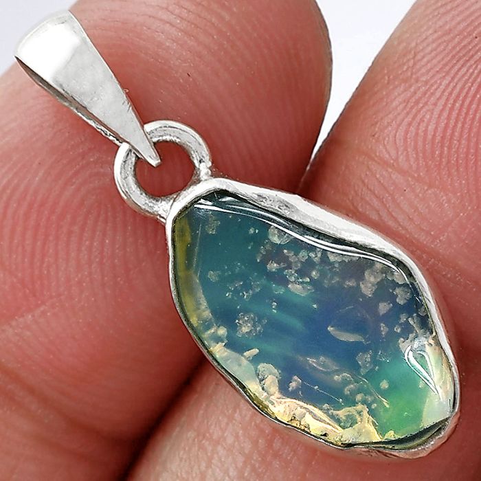 Ethiopian Opal Rough Pendant SDP152156 P-1001, 10x17 mm