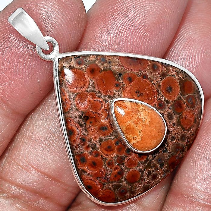 Poppy Jasper and Red Sponge Coral Pendant SDP152208 P-1323, 29x30 mm