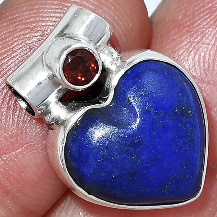 Heart - Lapis Lazuli and Garnet Pendant SDP152220 P-1300, 15x15 mm