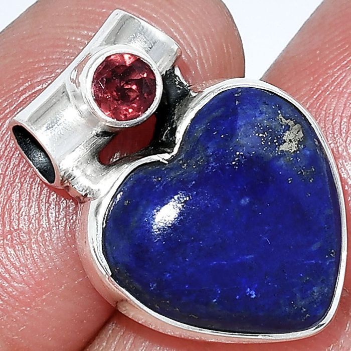 Heart - Lapis Lazuli and Garnet Pendant SDP152224 P-1300, 15x15 mm