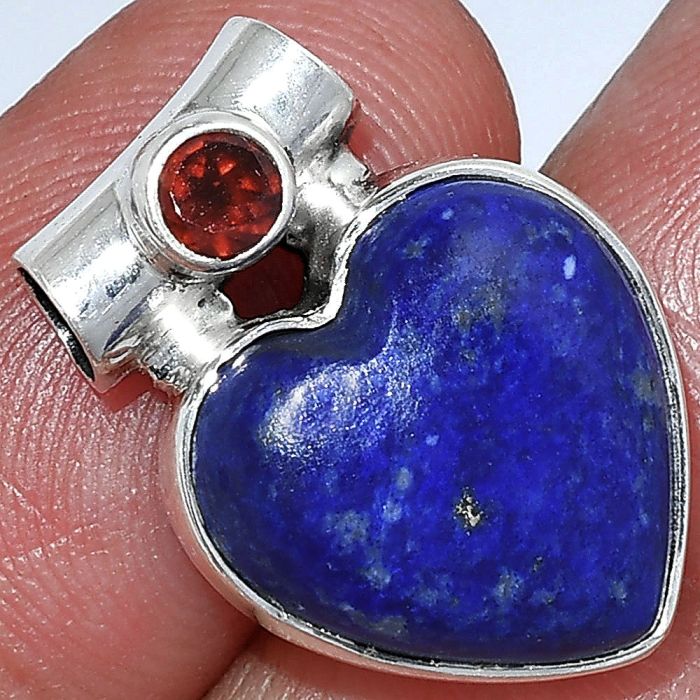 Heart - Lapis Lazuli and Garnet Pendant SDP152225 P-1300, 15x15 mm