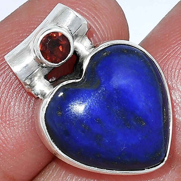 Heart - Lapis Lazuli and Garnet Pendant SDP152230 P-1300, 15x15 mm