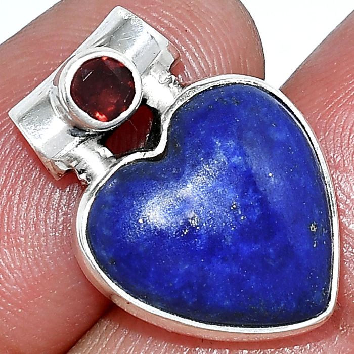 Heart - Lapis Lazuli and Garnet Pendant SDP152231 P-1300, 15x15 mm