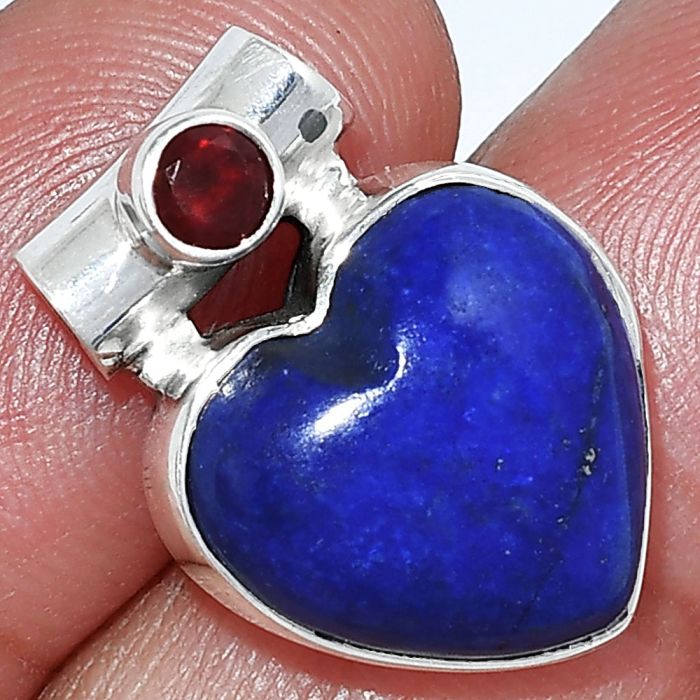 Heart - Lapis Lazuli and Garnet Pendant SDP152234 P-1300, 15x15 mm