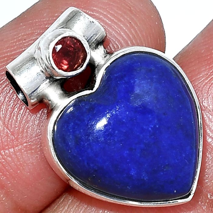 Heart - Lapis Lazuli and Garnet Pendant SDP152236 P-1300, 15x15 mm