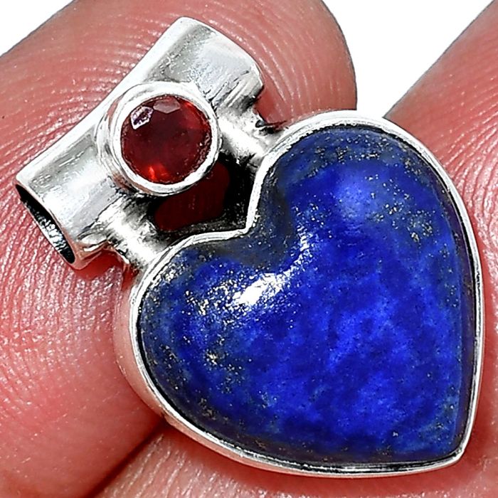 Heart - Lapis Lazuli and Garnet Pendant SDP152243 P-1300, 15x15 mm