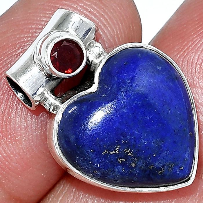 Heart - Lapis Lazuli and Garnet Pendant SDP152251 P-1300, 15x15 mm