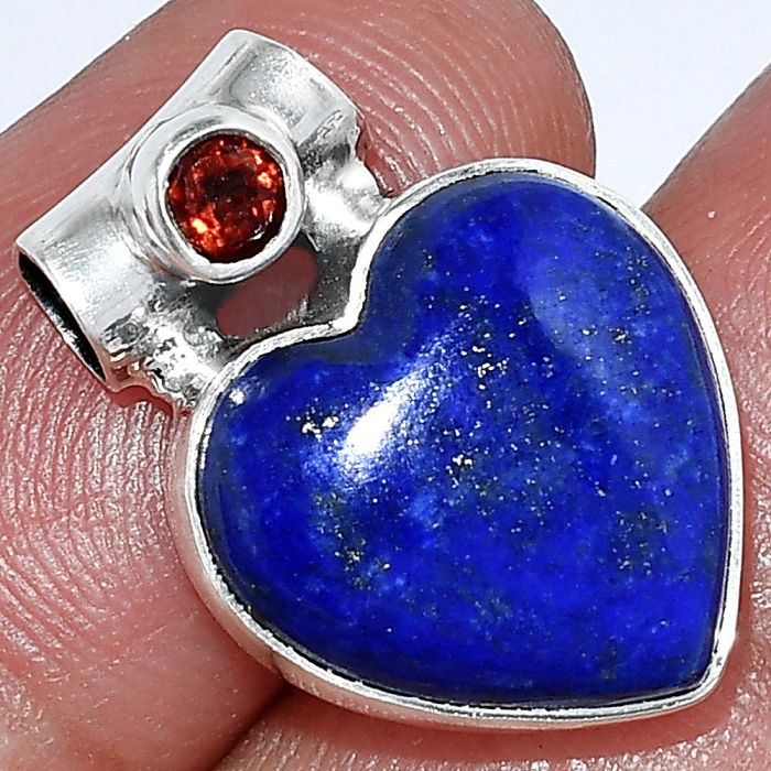 Heart - Lapis Lazuli and Garnet Pendant SDP152252 P-1300, 15x15 mm