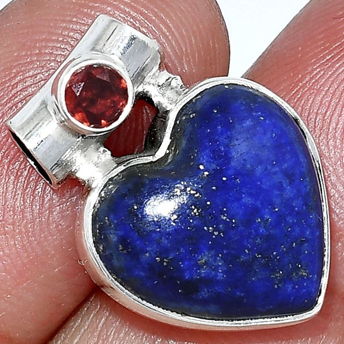Heart - Lapis Lazuli and Garnet Pendant SDP152254 P-1300, 15x15 mm