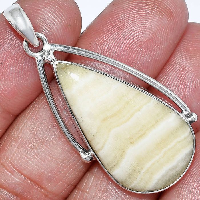 Yellow Aragonite Pendant SDP152322 P-1566, 17x31 mm