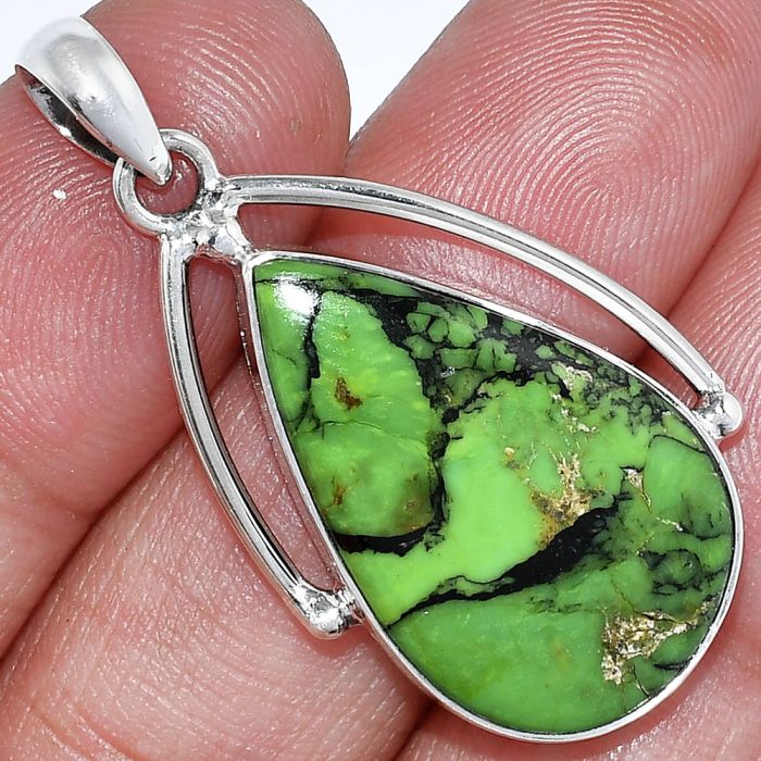 Green Matrix Turquoise Pendant SDP152329 P-1566, 16x26 mm