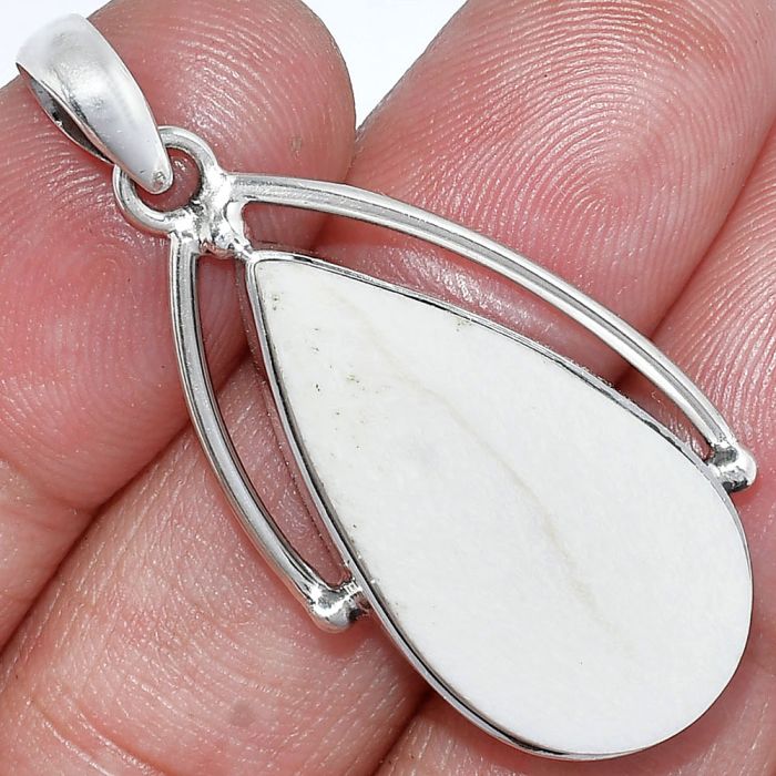 White Scolecite Pendant SDP152332 P-1566, 18x28 mm