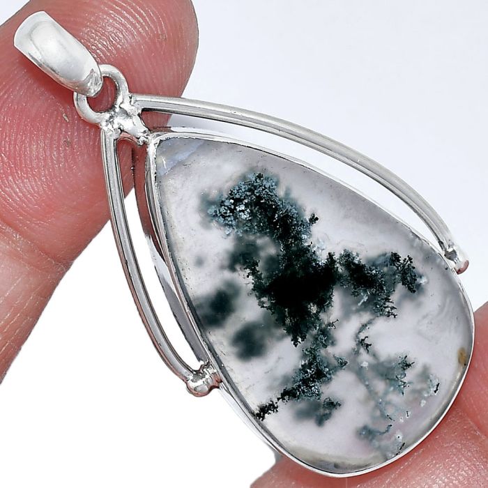 Green Moss Agate Pendant SDP152334 P-1566, 20x34 mm