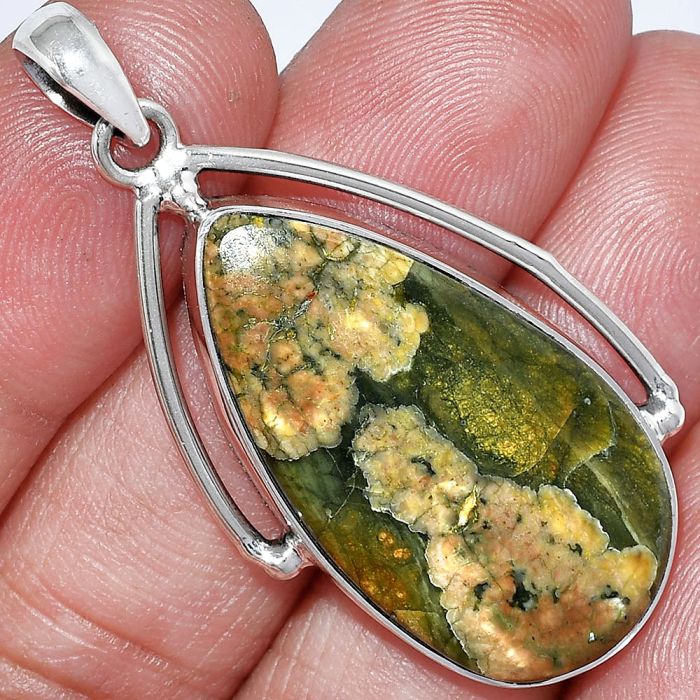 Rhyolite - Rainforest Jasper Pendant SDP152346 P-1566, 17x32 mm