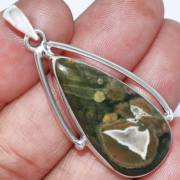 Rhyolite - Rainforest Jasper Pendant SDP152349 P-1566, 15x33 mm