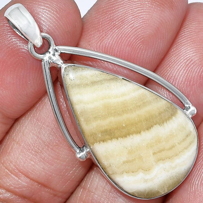 Yellow Aragonite Pendant SDP152381 P-1566, 18x30 mm