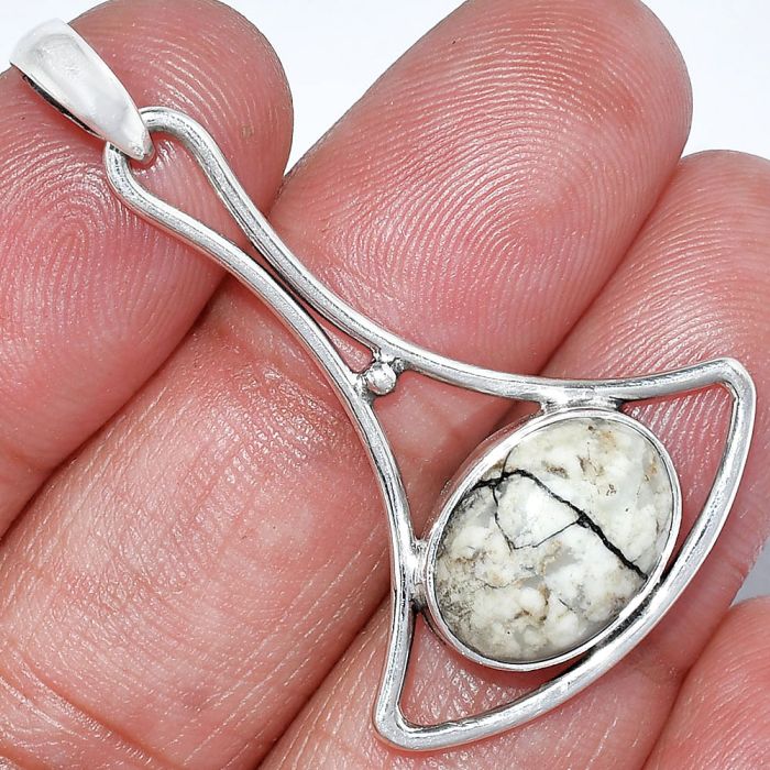 Authentic White Buffalo Turquoise Nevada Pendant SDP152397 P-1574, 10x14 mm