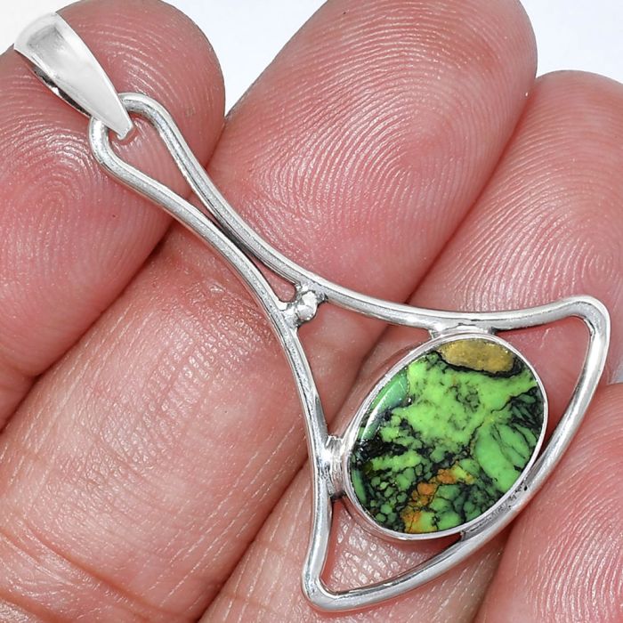 Green Matrix Turquoise Pendant SDP152401 P-1574, 10x14 mm