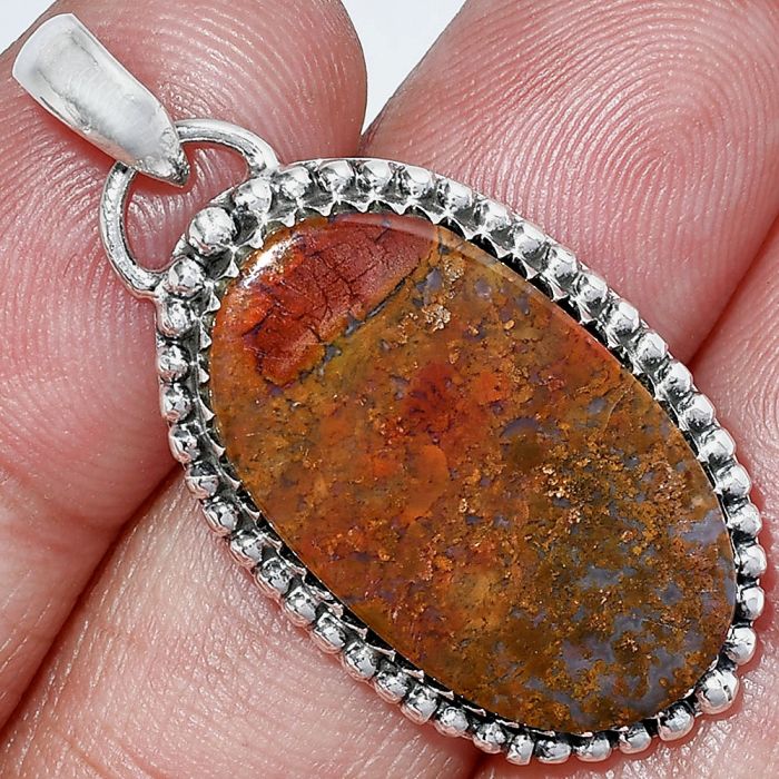 Red Moss Agate Pendant SDP152456 P-1312, 15x26 mm