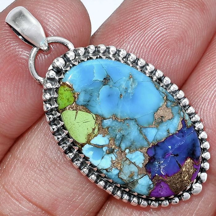 Multi Copper Turquoise Pendant SDP152488 P-1312, 17x27 mm