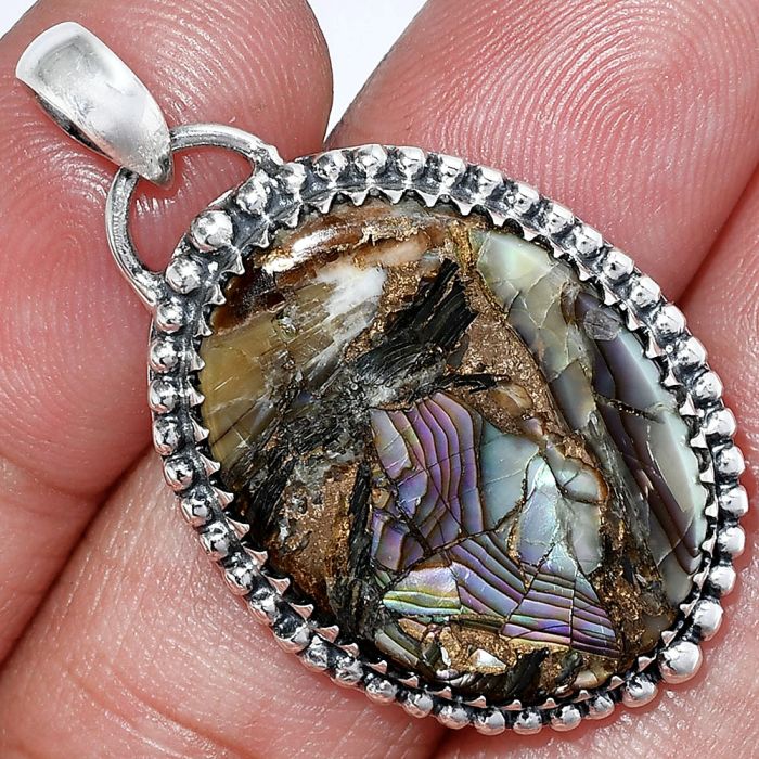 Copper Abalone Shell Pendant SDP152504 P-1312, 19x24 mm