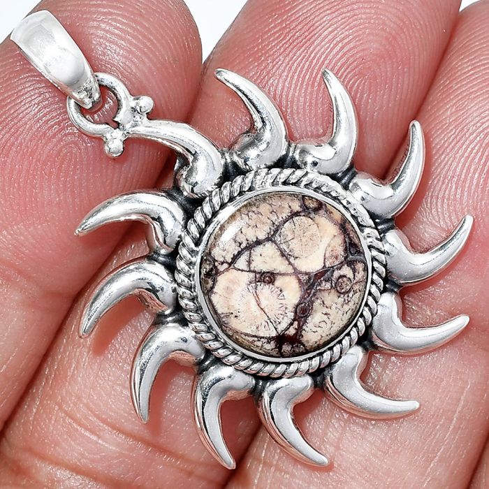 Sun - Mexican Bird Eye Pendant SDP152544 P-1264, 12x12 mm