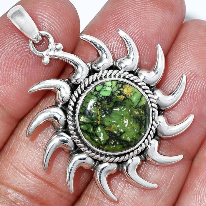 Sun - Green Matrix Turquoise Pendant SDP152572 P-1264, 14x14 mm