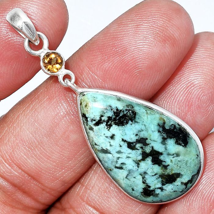 Royston Ribbon Turquoise and Citrine Pendant SDP152584 P-1098, 17x29 mm