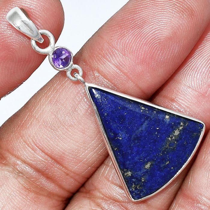 Lapis Lazuli and Amethyst Pendant SDP152596 P-1098, 19x24 mm