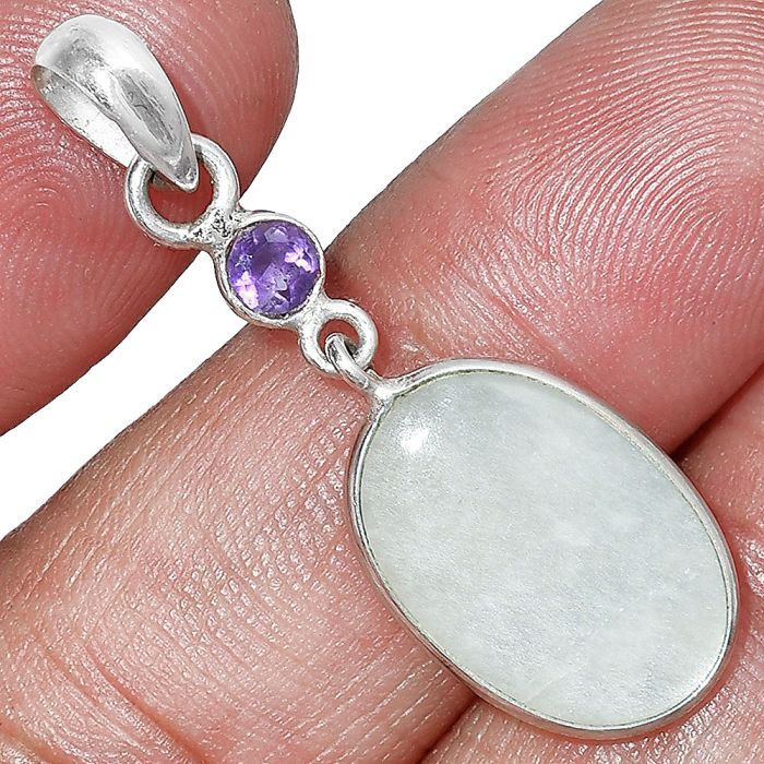 Srilankan Moonstone and Amethyst Pendant SDP152598 P-1098, 12x18 mm