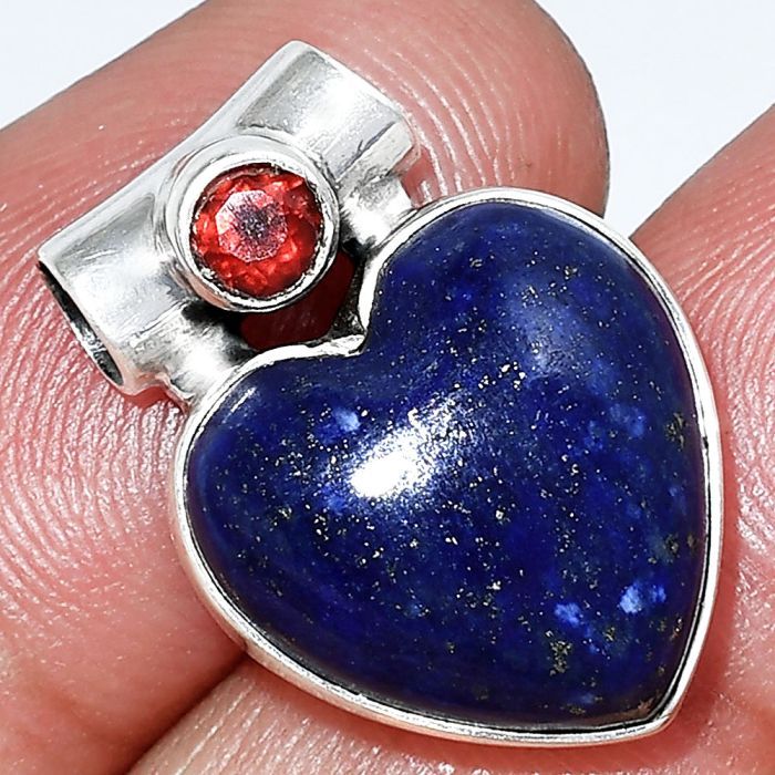 Heart - Lapis Lazuli and Garnet Pendant SDP152604 P-1300, 15x15 mm