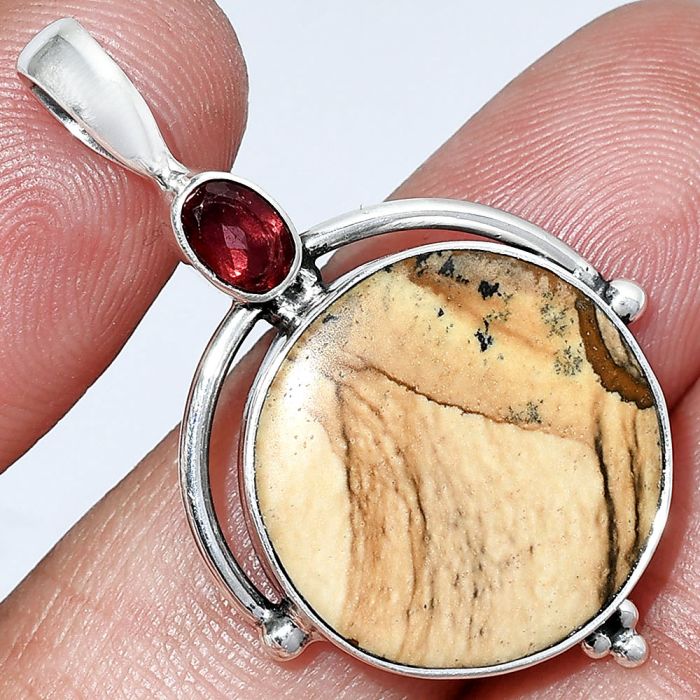 Picture Jasper and Garnet Pendant SDP152618 P-1175, 19x19 mm