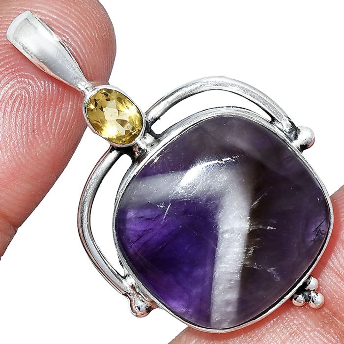 Chevron Amethyst and Citrine Pendant SDP152620 P-1175, 19x19 mm