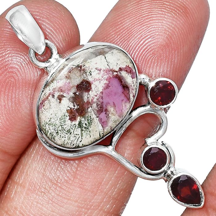 Pink Cobalt and Garnet Pendant SDP152657 P-1293, 13x18 mm