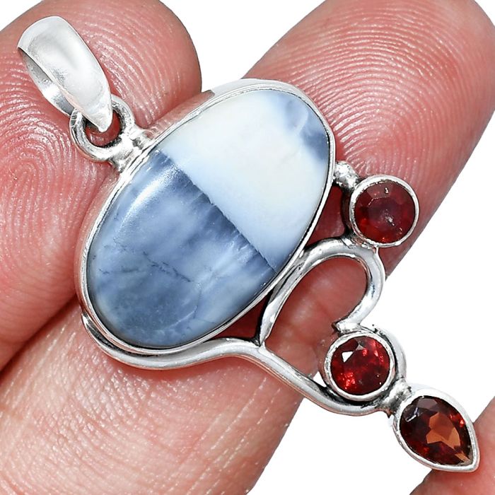 Owyhee Opal and Garnet Pendant SDP152670 P-1293, 12x20 mm