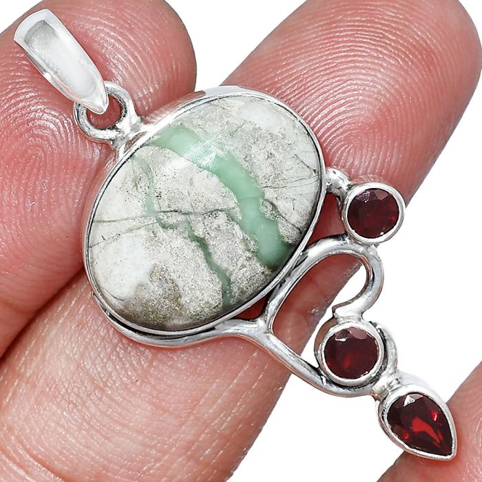 Utah Variscite and Garnet Pendant SDP152677 P-1293, 14x19 mm