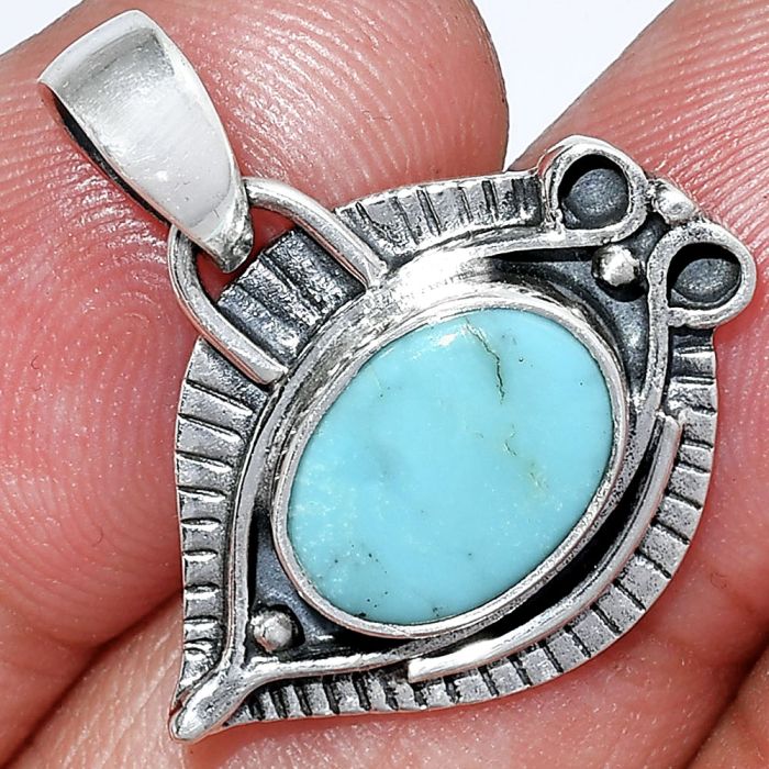 Evil Eye - Natural Rare Turquoise Nevada Aztec Mt Pendant SDP152758 P-1112, 8x12 mm