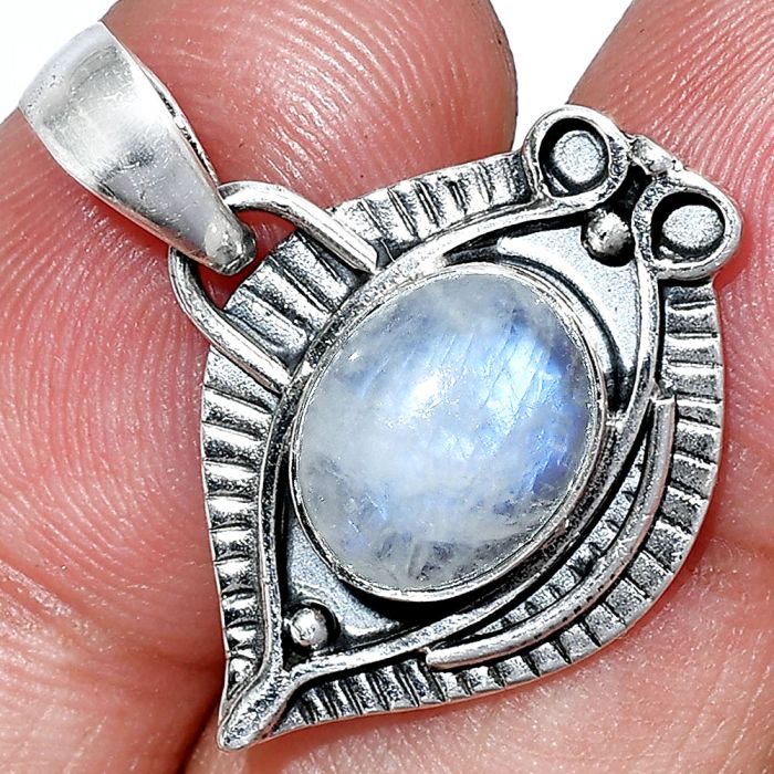 Evil Eye - Rainbow Moonstone Pendant SDP152768 P-1112, 8x10 mm