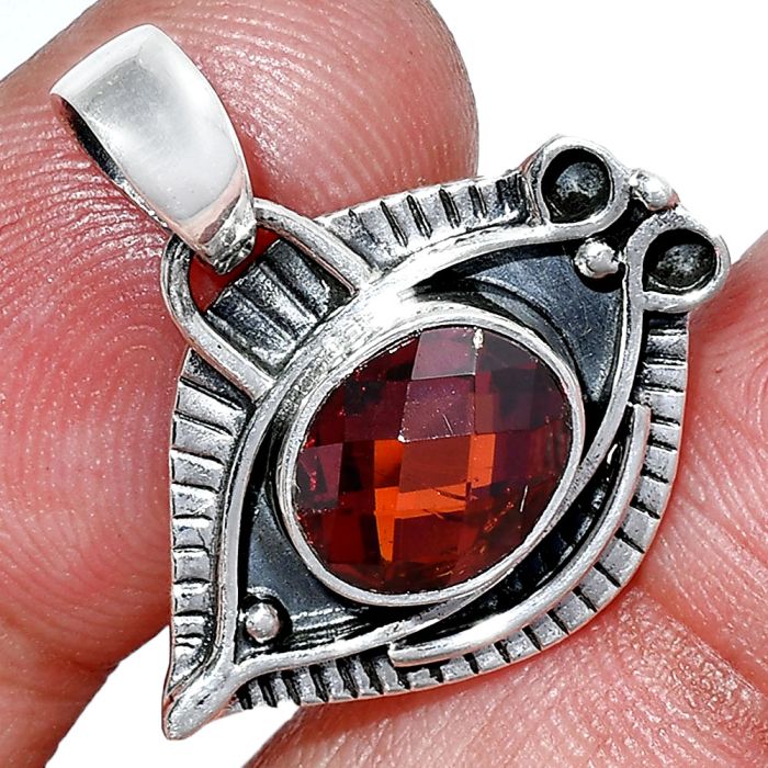 Evil Eye - Hessonite Garnet Checker Briolette Pendant SDP152773 P-1112, 8x10 mm