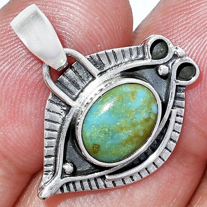 Evil Eye - Natural Rare Turquoise Nevada Aztec Mt Pendant SDP152777 P-1112, 8x10 mm