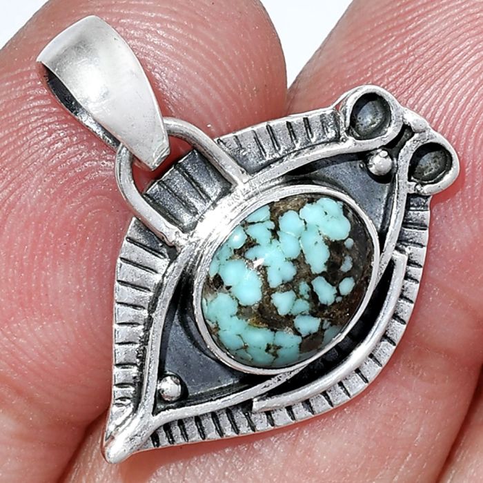 Evil Eye - Lucky Charm Tibetan Turquoise Pendant SDP152779 P-1112, 8x10 mm