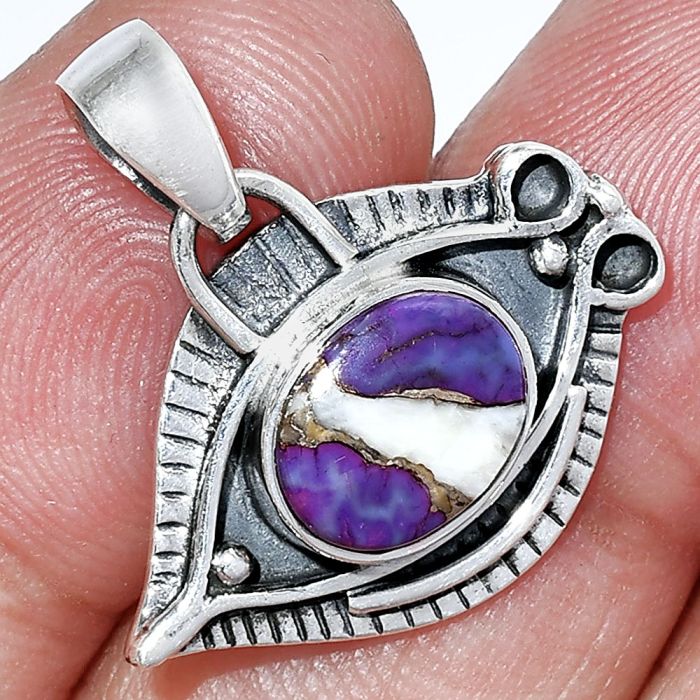 Evil Eye - Spiny Oyster Turquoise Pendant SDP152781 P-1112, 8x10 mm