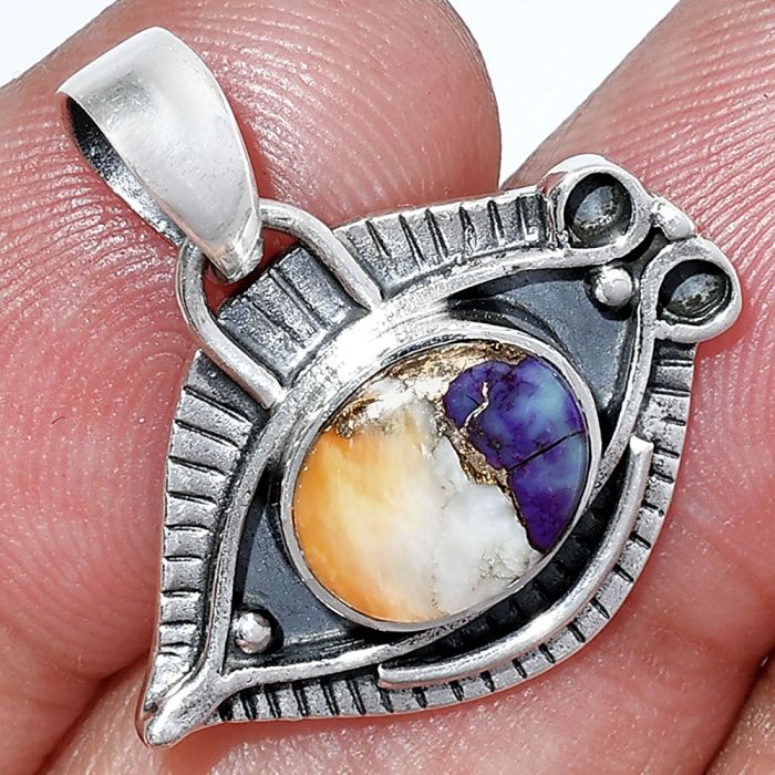 Evil Eye - Spiny Oyster Turquoise Pendant SDP152785 P-1112, 8x10 mm